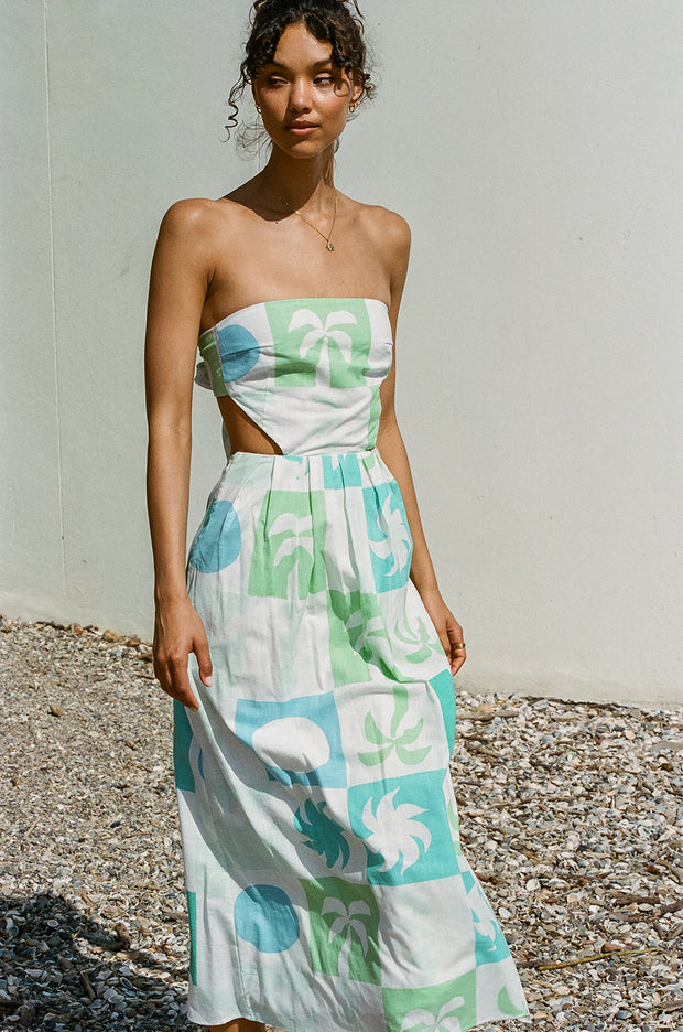 Talullah Midi Dress - Palm Tile Breeze