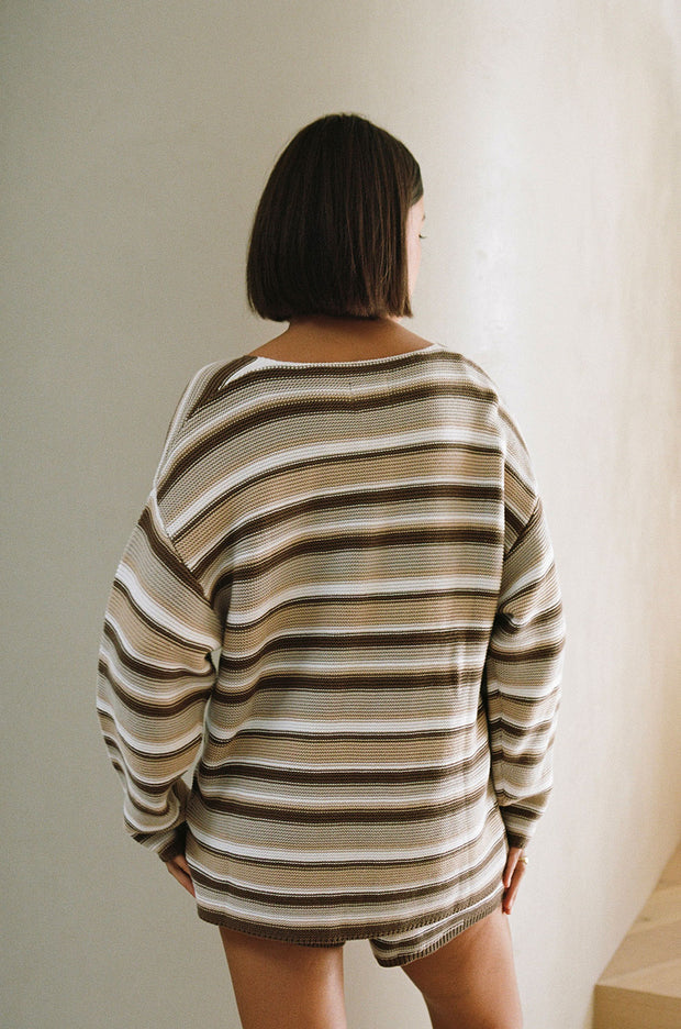 Zessi Knit Top - Cocoa Stripe