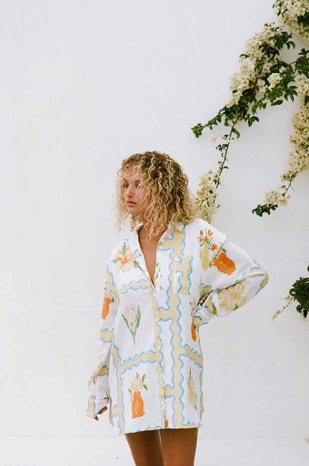 Jay Shirt Dress - Flower Pots