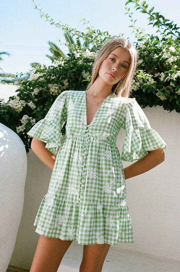 Twyla Babydoll Dress - Gingham