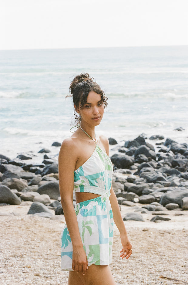 Madeira Playsuit - Palm Tile Breeze