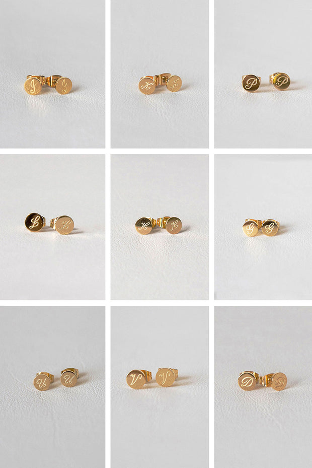 Initial Stud Earrings