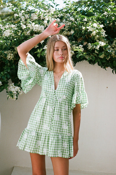 Twyla Babydoll Dress - Gingham