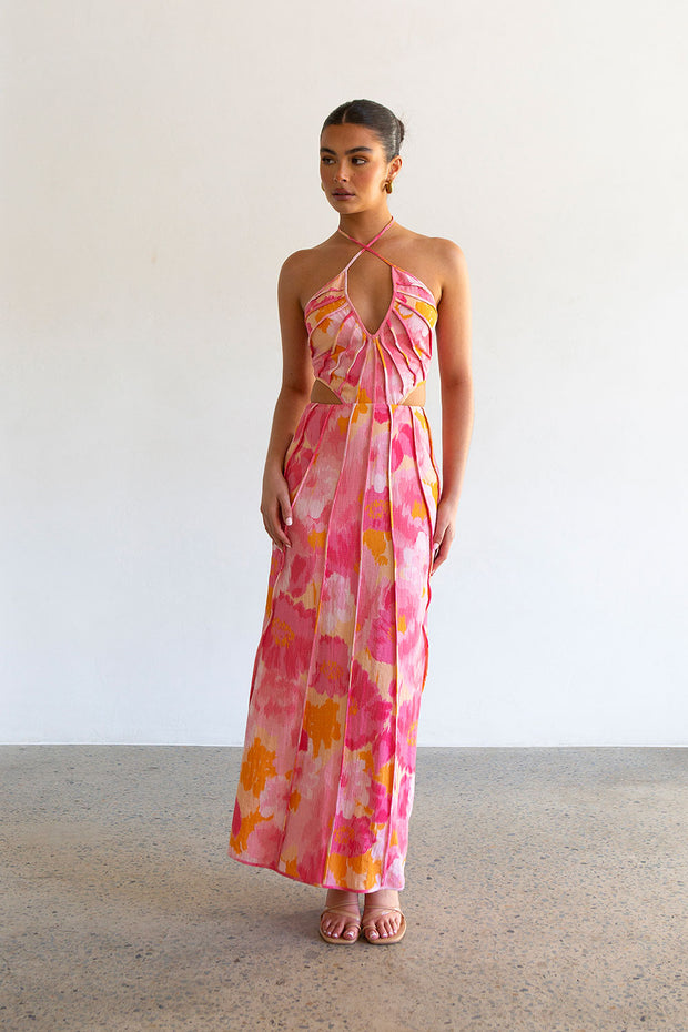 Tallulah Midi Dress - Pink Gerbera