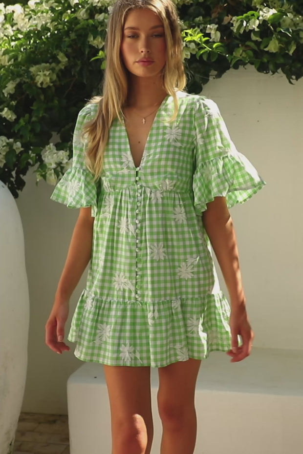 Twyla Babydoll Dress - Gingham