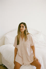 Cosy PJ Shirt Dress - Musk