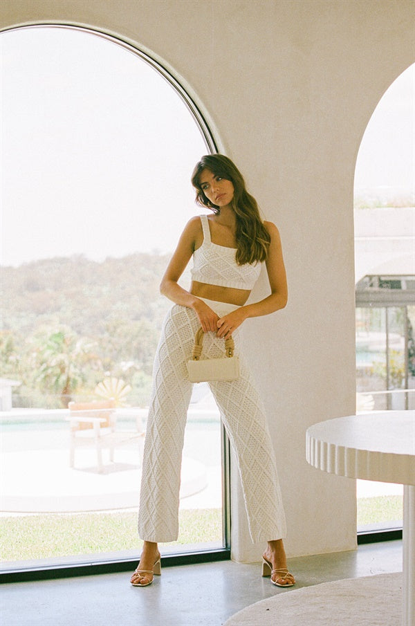 Venti Knit Pants - White