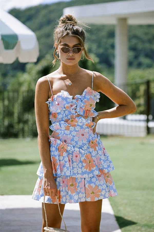 Selma Cami Dress - Sky Floral