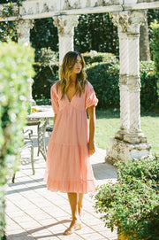 Vittoria Midi Dress - Coral