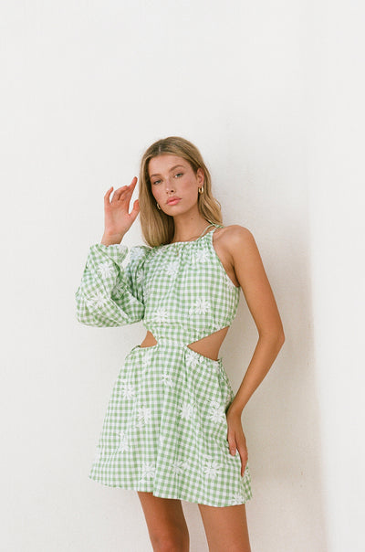 Ronnie One Shoulder Dress - Gingham