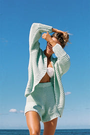 Chunky Panama Cardi - Mint