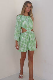 Ronnie One Shoulder Dress - Gingham