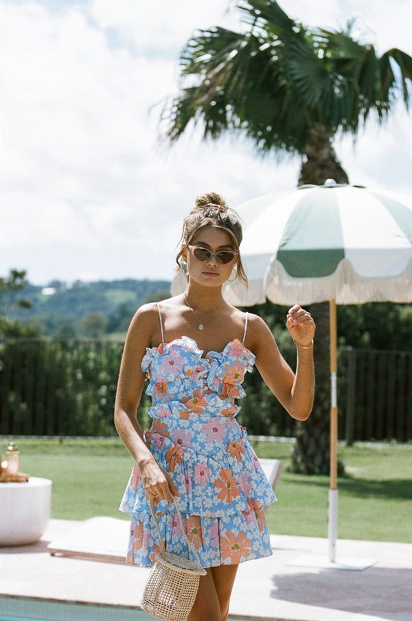 Selma Cami Dress - Sky Floral